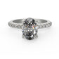 Elegant Engagement Oval Hidden Halo Ring with Side Stones