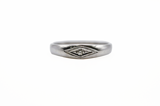 White Gold Ring with a Diamond Accent Stone