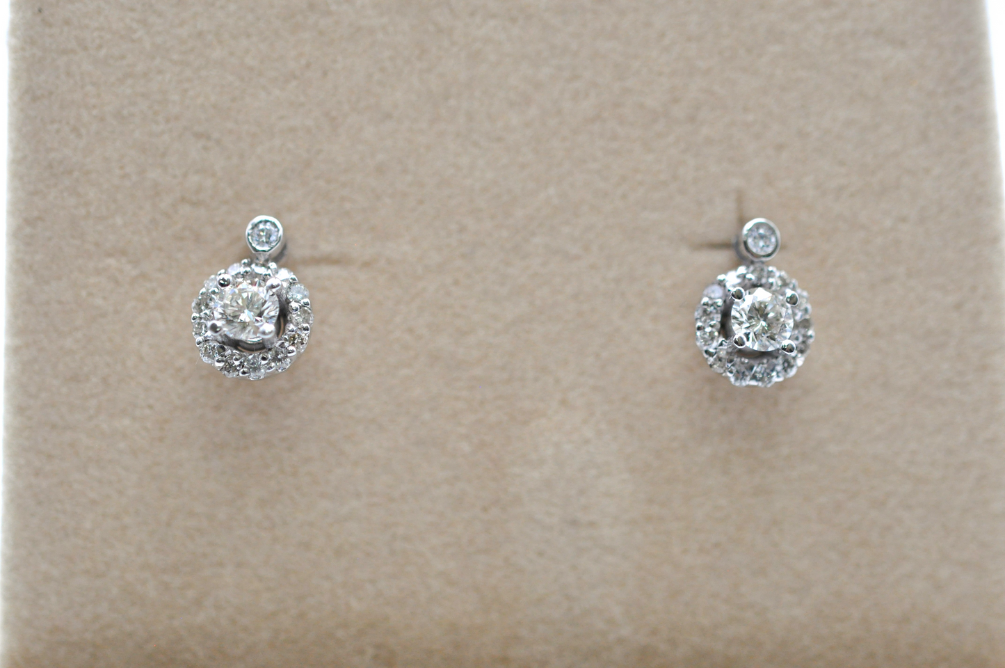 White Gold Halo Diamond Stud Earrings
