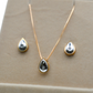 White and Yellow Gold Pear Shaped Earring and Necklace Set with Diamond Accents