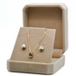 White and Yellow Gold Pear Shaped Earring and Necklace Set with Diamond Accents